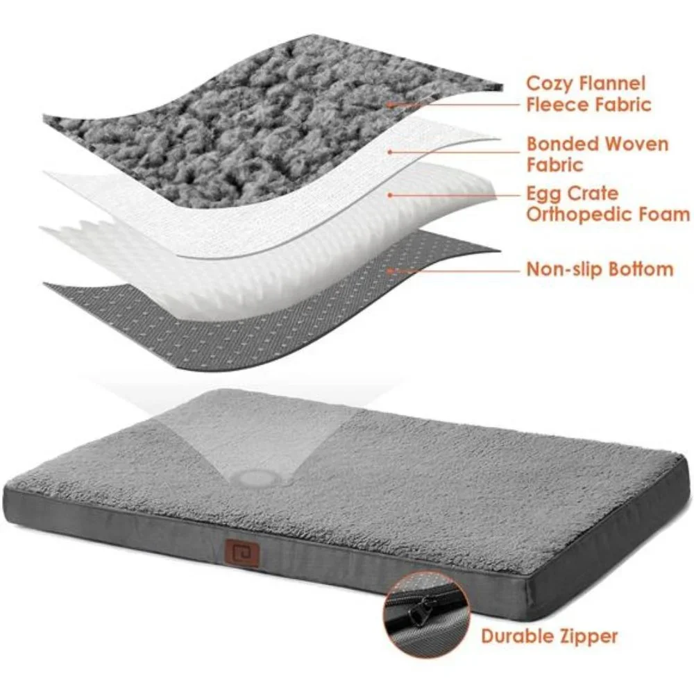 Orthopedic Dog Beds for Large Dogs with Removable Washable Cover, Grey, 35x23
